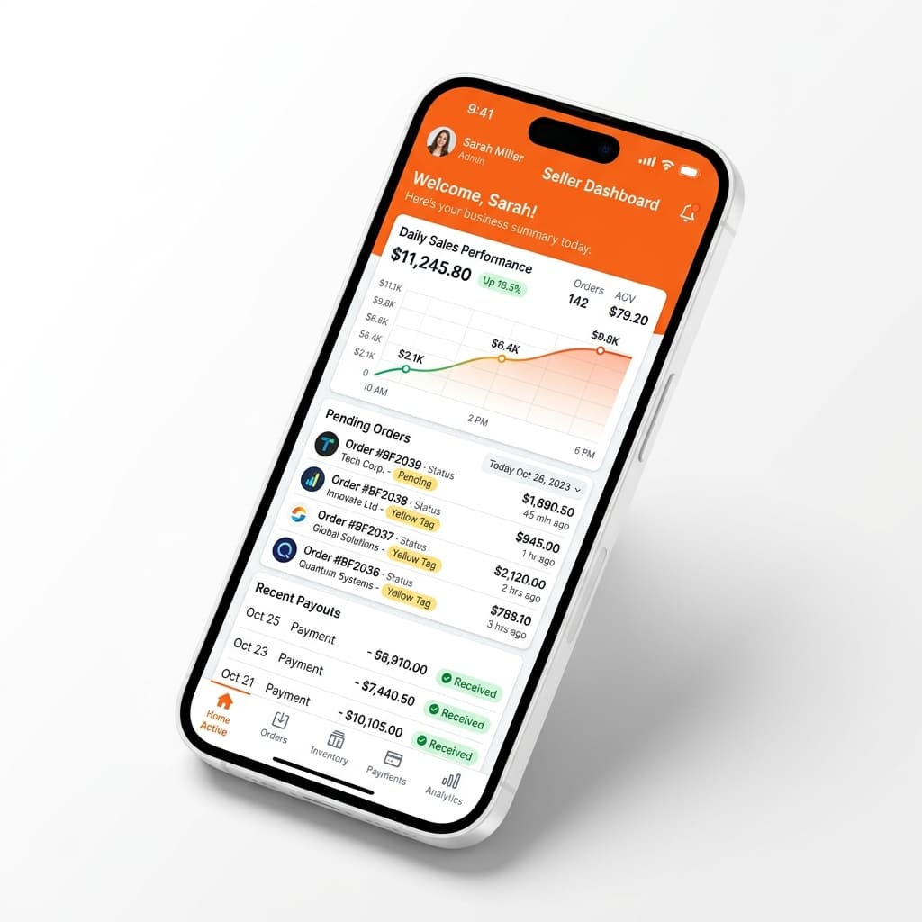INDOR B2B Seller App Mockup